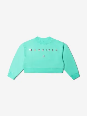 MM6 Maison Margiela Kids Cropped Logo Sweatshirt In Aquamarine