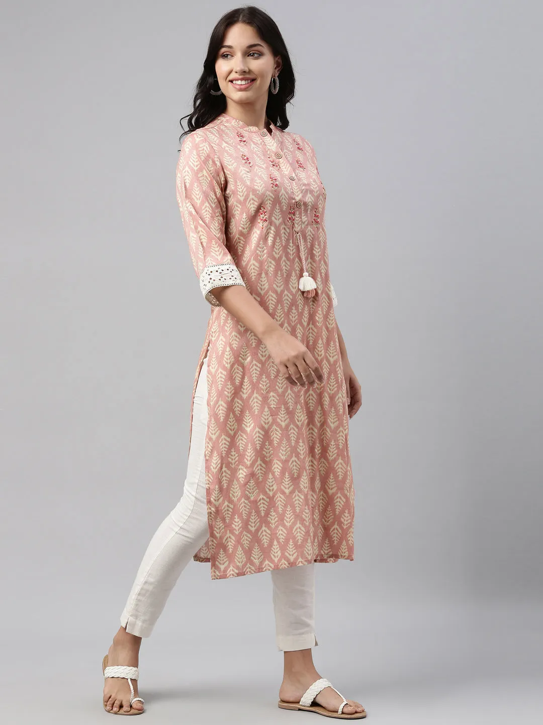 Neeru's Pink Color Rayon Fabric Tunic