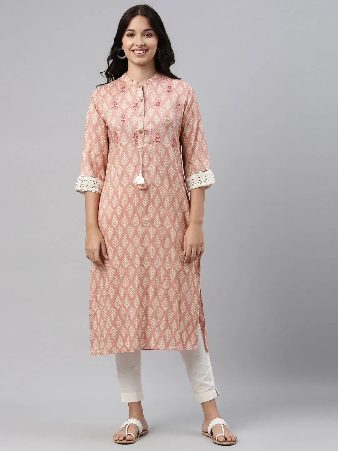Neeru's Pink Color Rayon Fabric Tunic