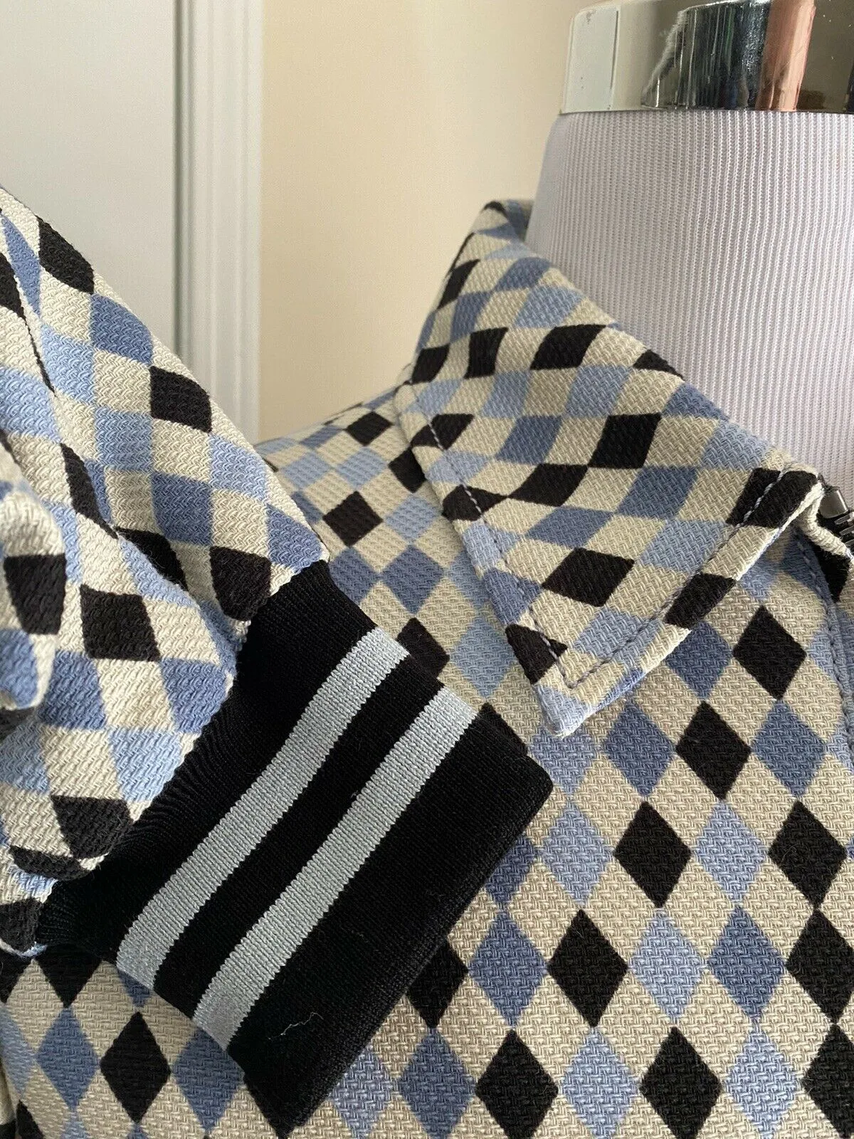 New $1950 Bottega Veneta Mens Jacket Coat Blue/Black/While 38 US ( 48 Eu ) Italy