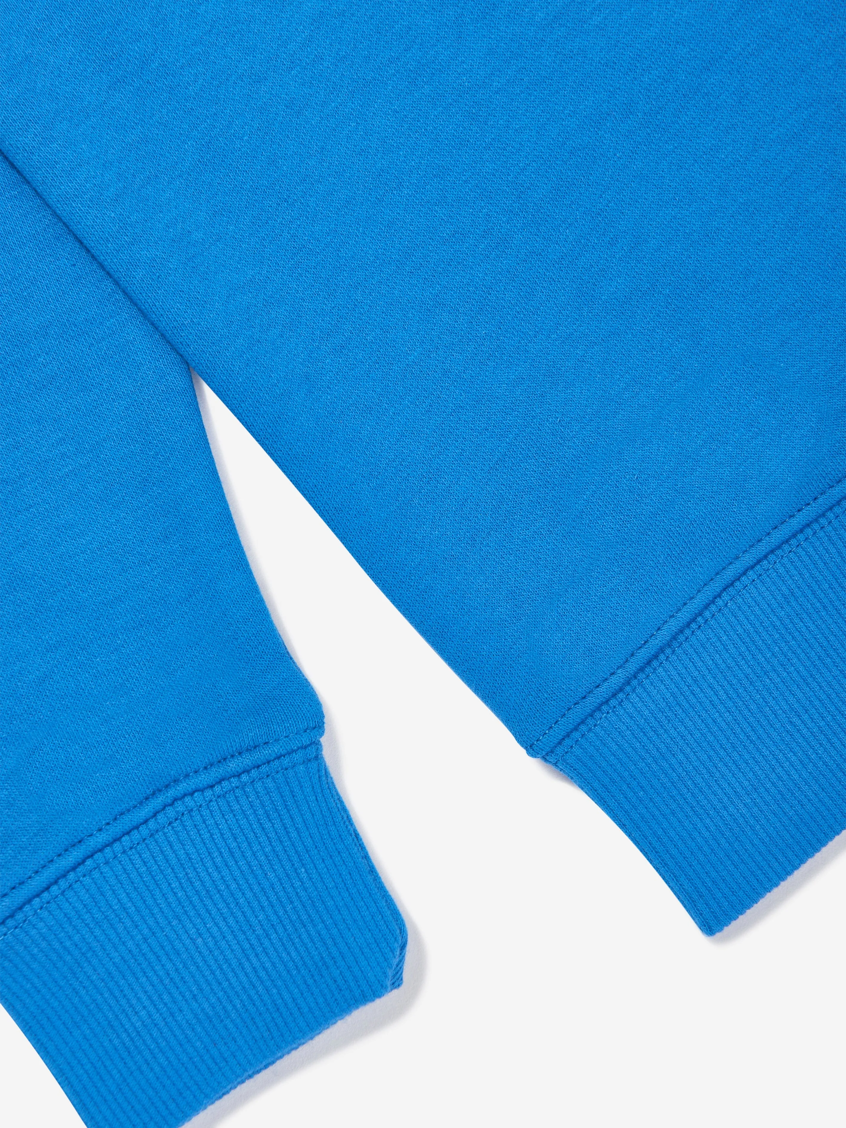 New Balance Boys Brush Back Stacked Logo Sweatshirt in Blue