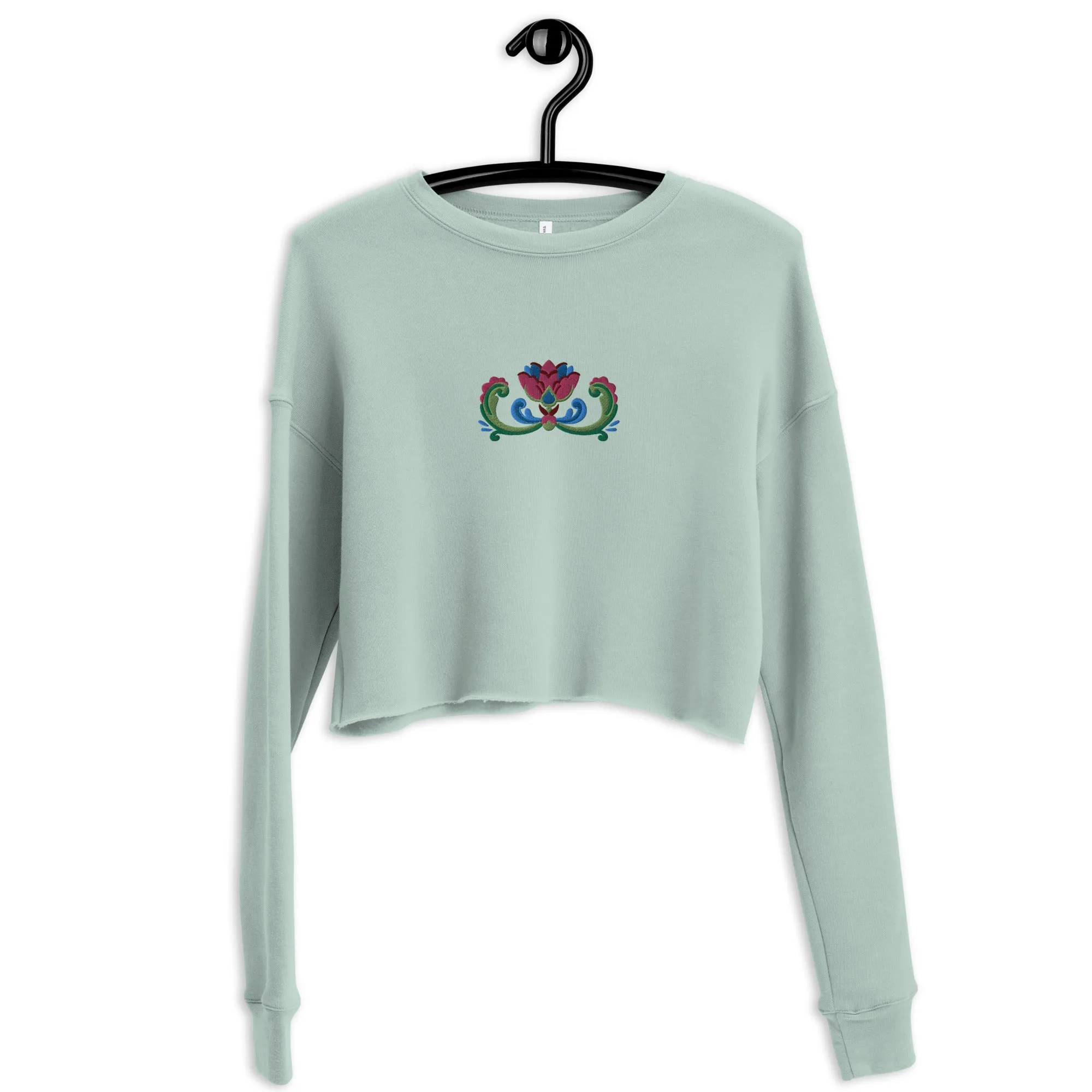 Norwegian Rosemaling Embroidered Cropped Sweatshirt