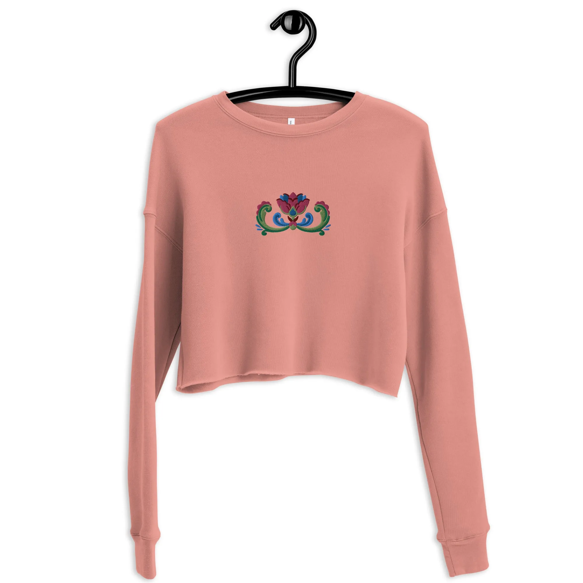 Norwegian Rosemaling Embroidered Cropped Sweatshirt