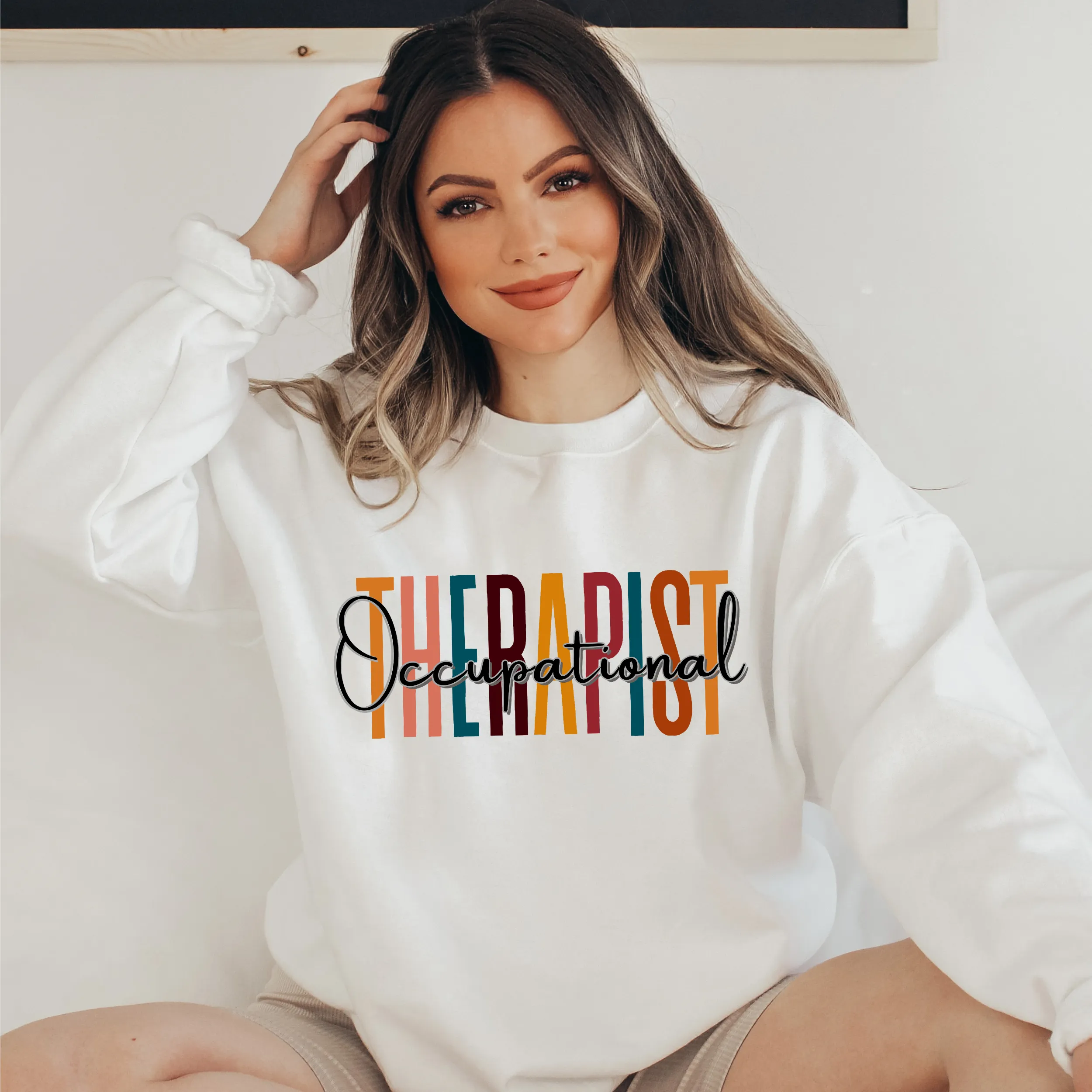 Occupational Therapist Sweatshirt, Unisex Occupational Therapy Sweatshirt, Gift for Her Sweatshirt, White OT Grad Gift Sweatshirt