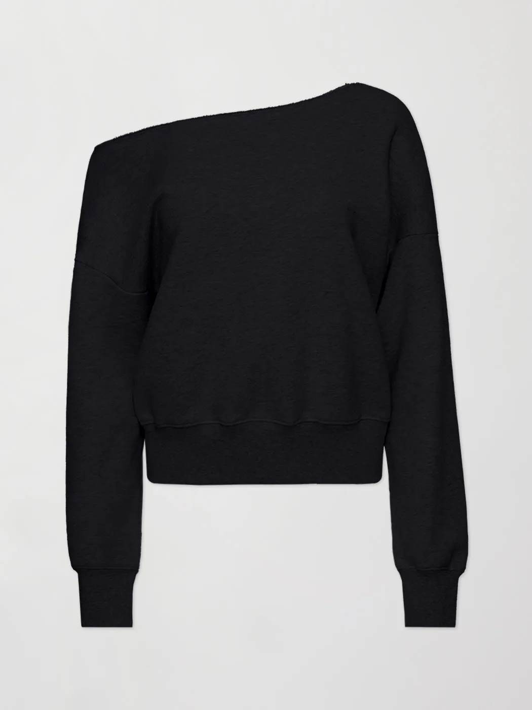 Off Shoulder Sweatshirt in French Terry - BLACK