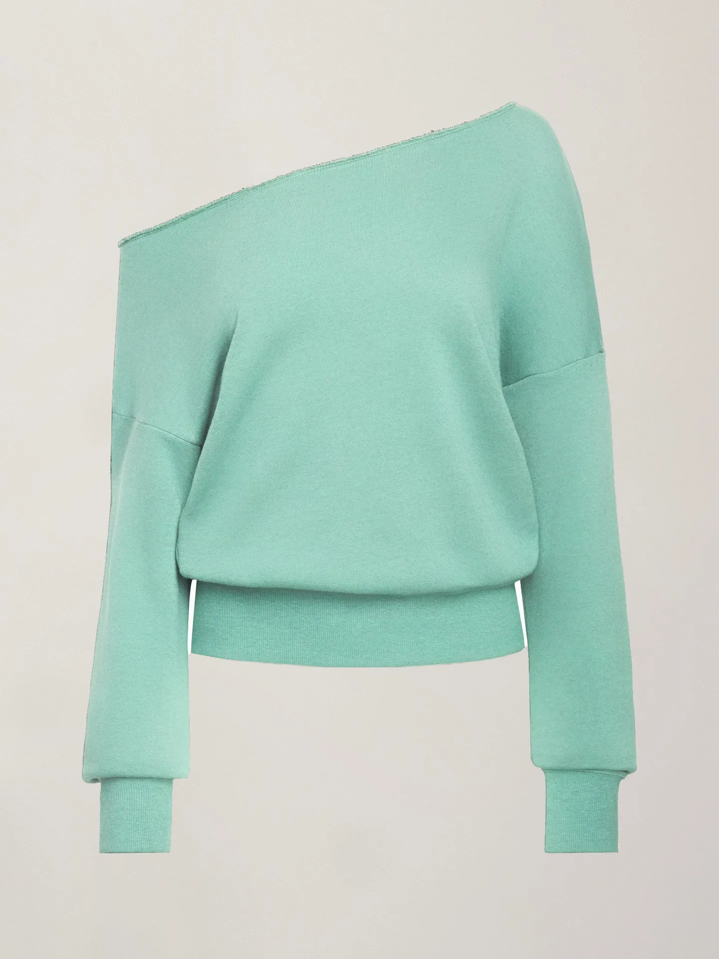 Off Shoulder Sweatshirt in French Terry - Wasabi