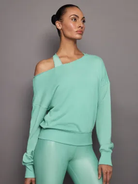 Off Shoulder Sweatshirt in French Terry - Wasabi