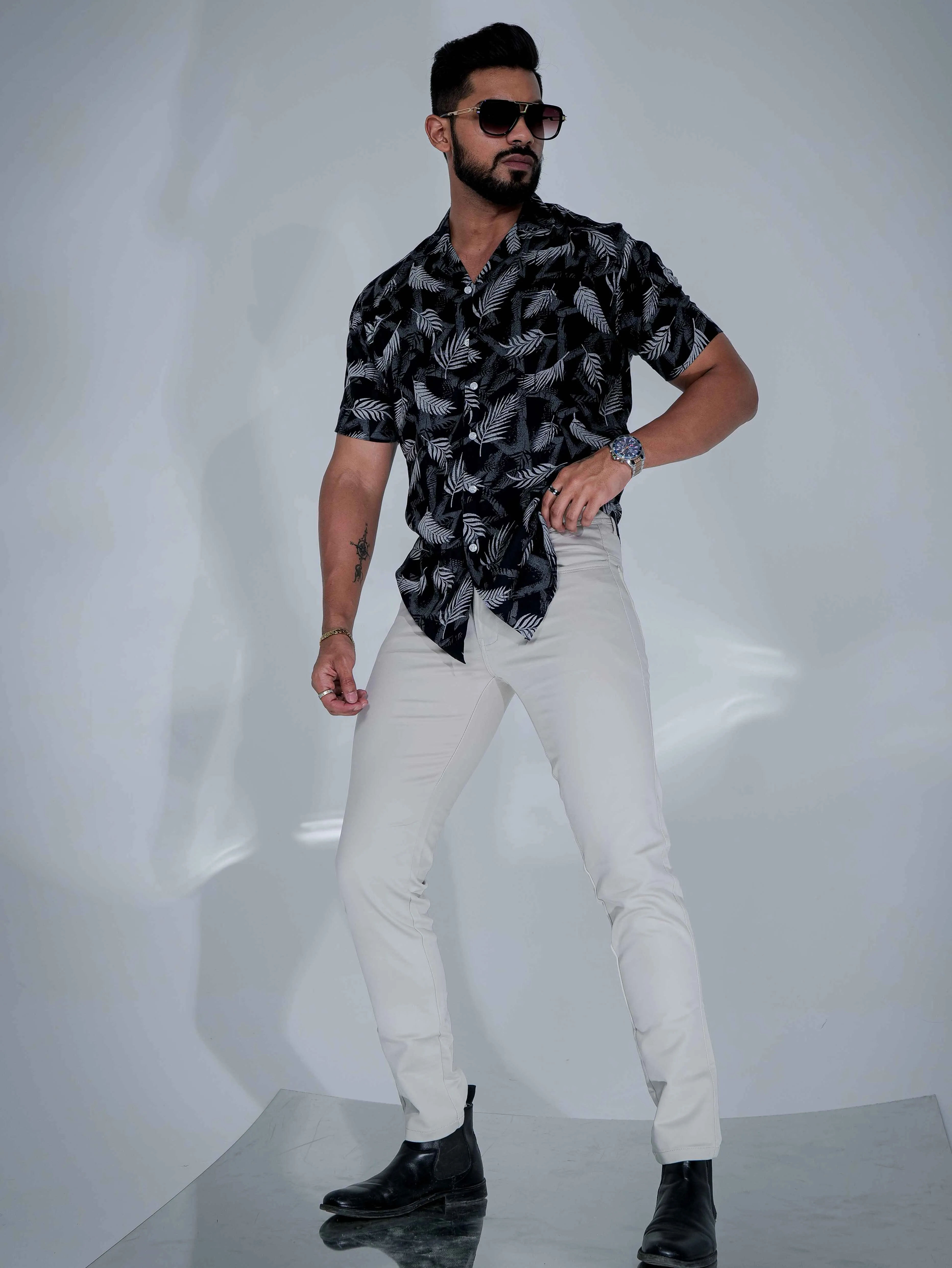 Off White Stretch Cotton Chinos