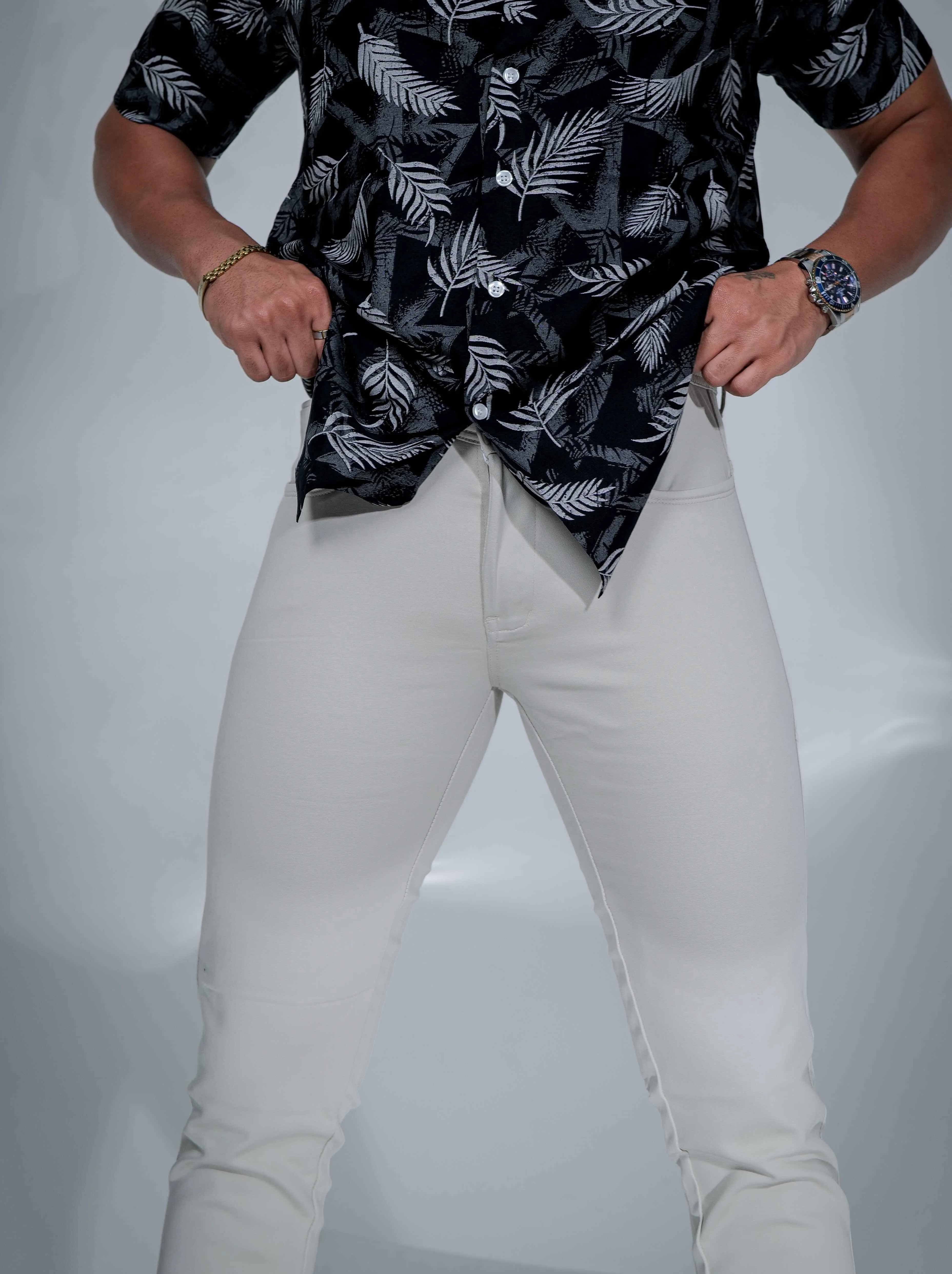 Off White Stretch Cotton Chinos
