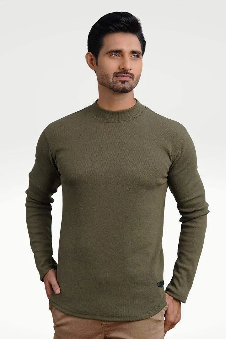 Olive Green Mock Neck Sweatshirt