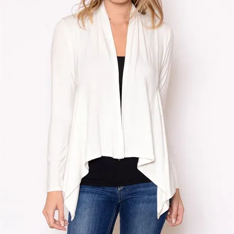 Open Draped Cardigan in Ivory