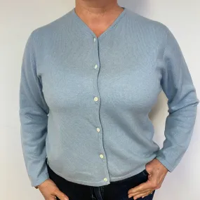 Pale Blue Cashmere V Neck Cardigan Large