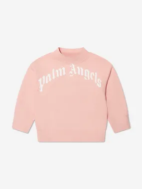 Palm Angels Girls Classic Curved Logo Sweatshirt in Pink