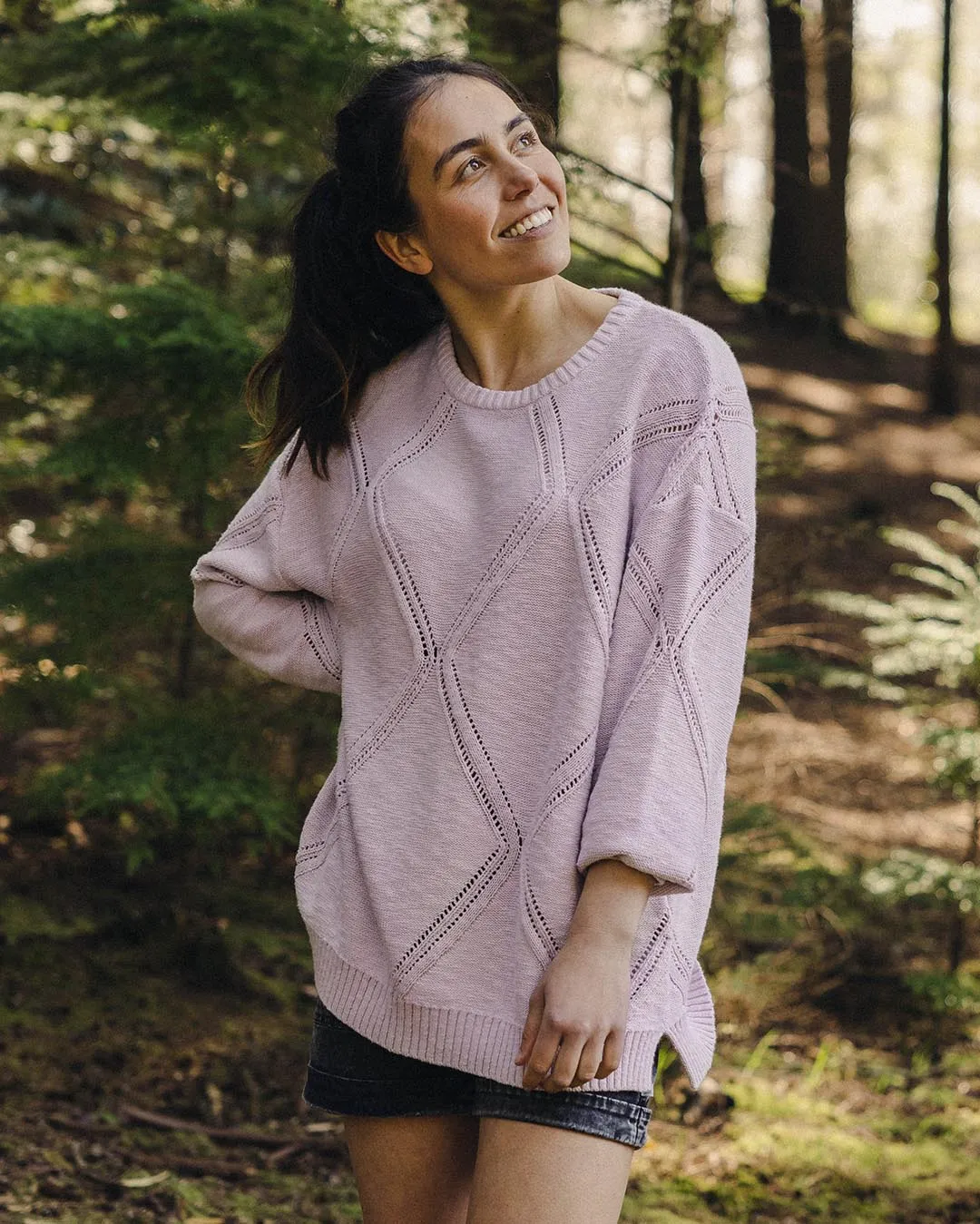 Palm Organic Oversized Knitted Jumper - Orchid Hush