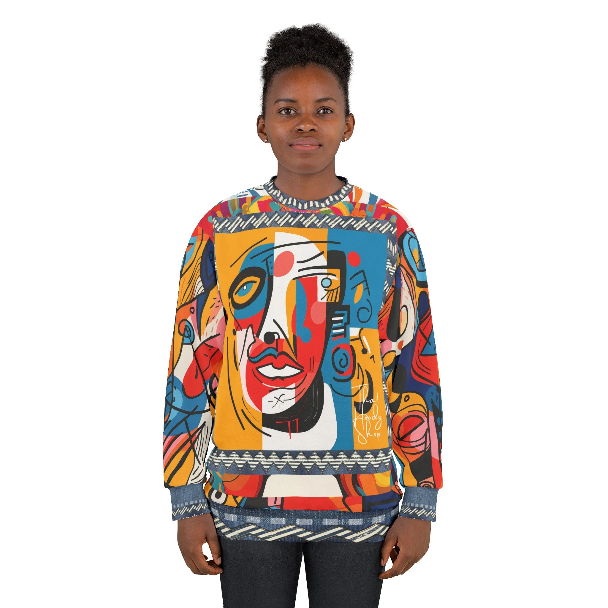Pin the Tail Abstract Line Art Mid-Weight Polyester Unisex Sweatshirt (Gold Label)