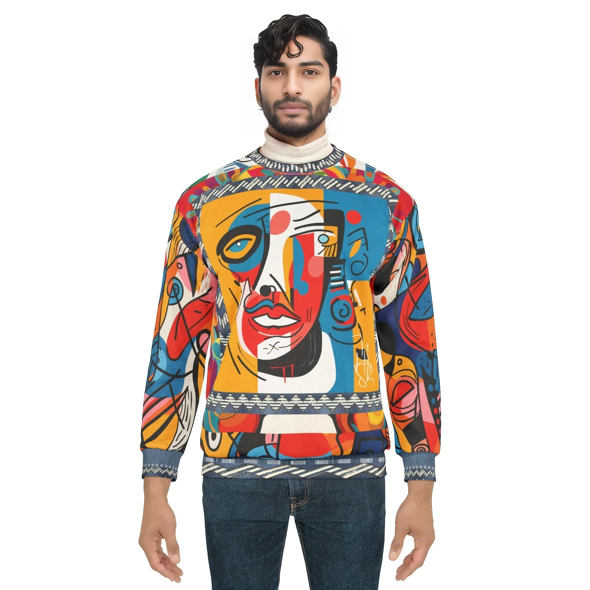 Pin the Tail Abstract Line Art Mid-Weight Polyester Unisex Sweatshirt (Gold Label)