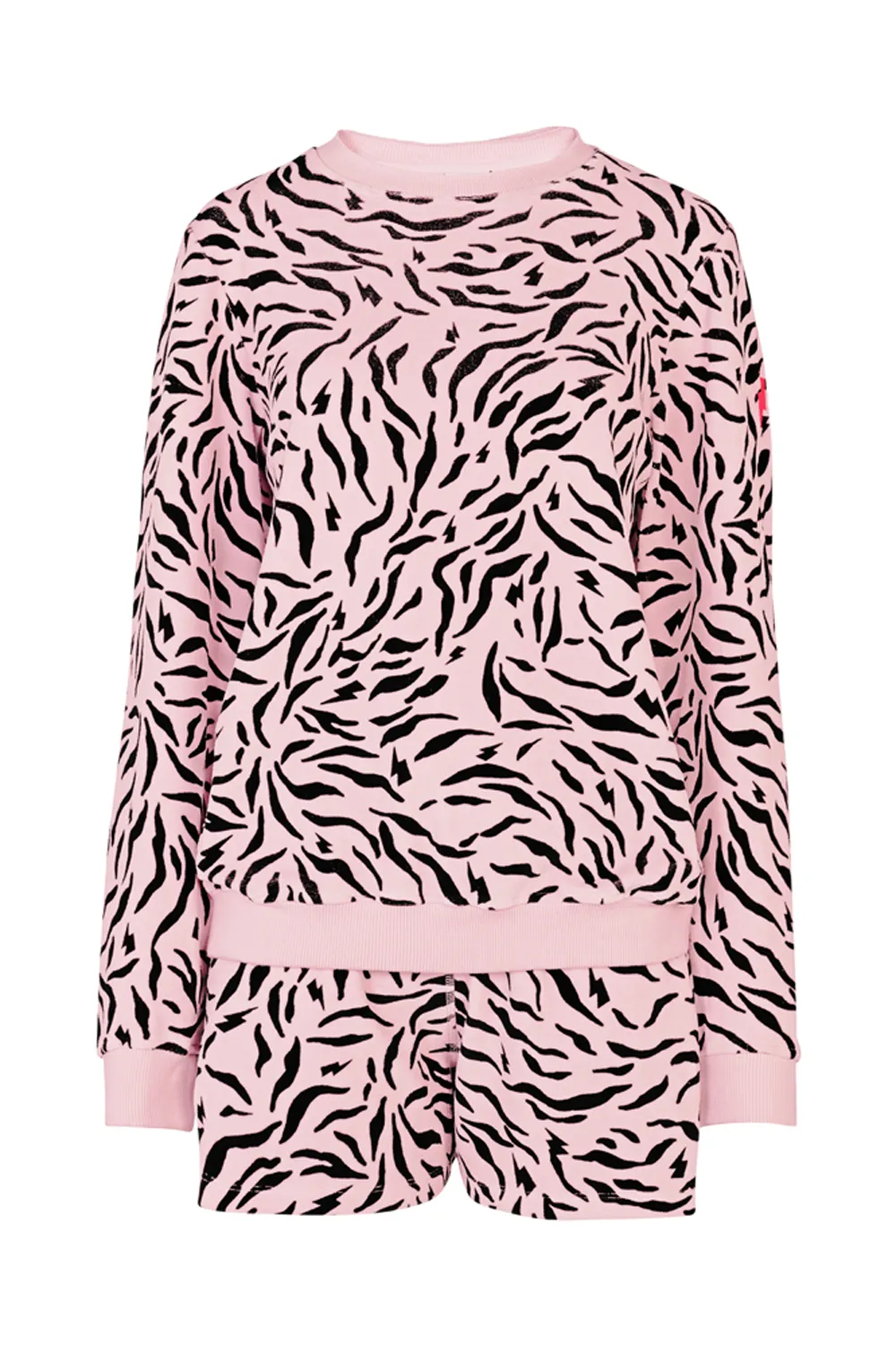 Pink with Black Zebra Towelling Sweatshirt
