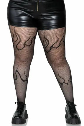 Plus Size Flame Net Tights