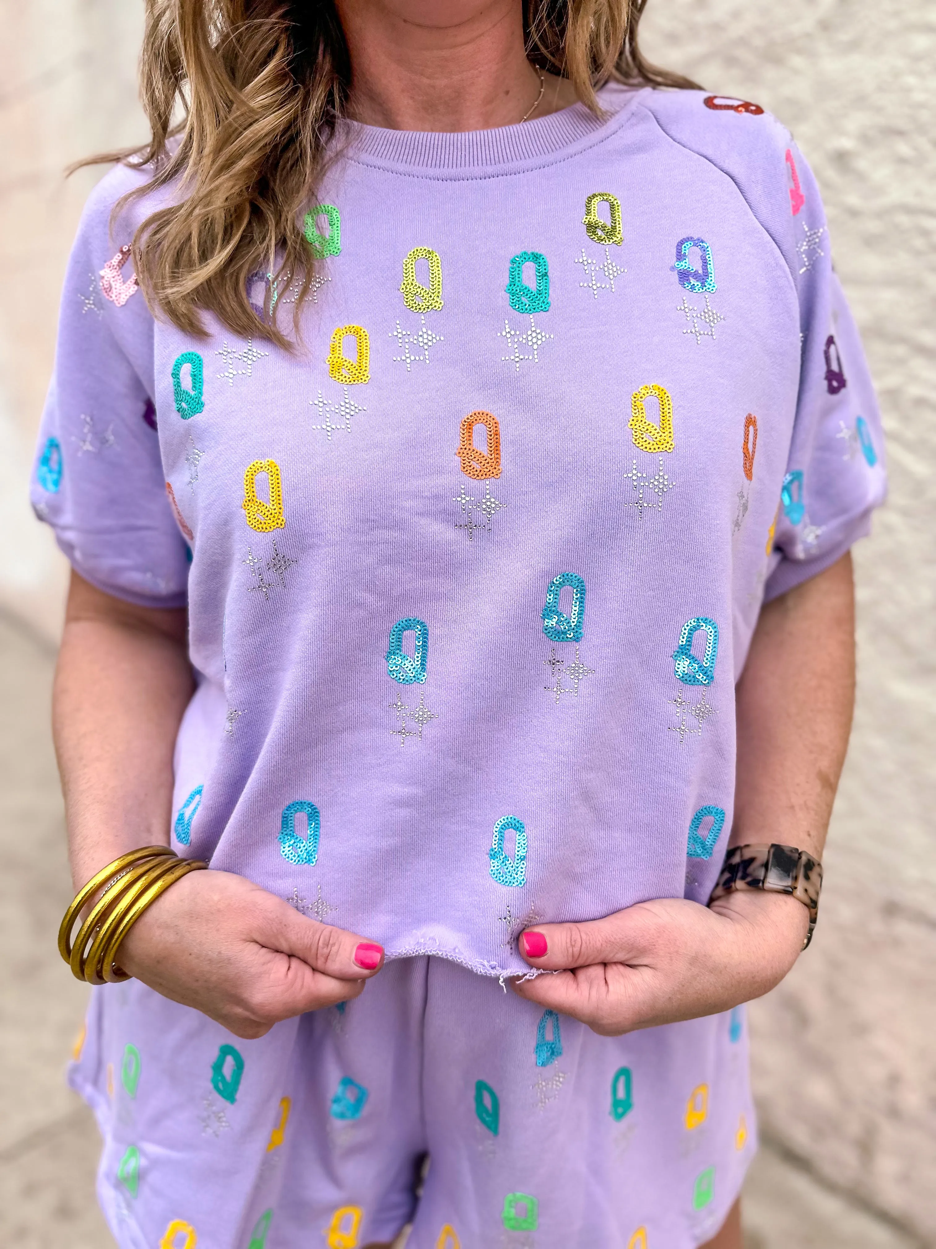 Queen of Sparkles: Lavender Q All Over Top