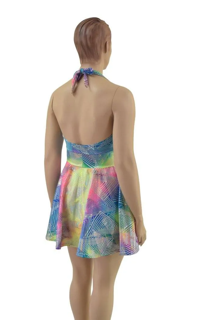 Rainbow Spectrum Halter Skater Dress