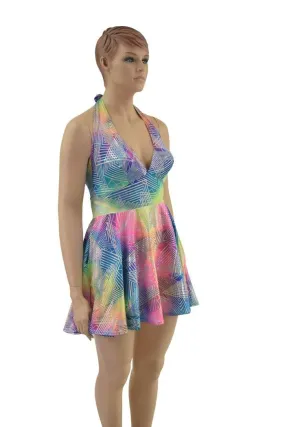 Rainbow Spectrum Halter Skater Dress
