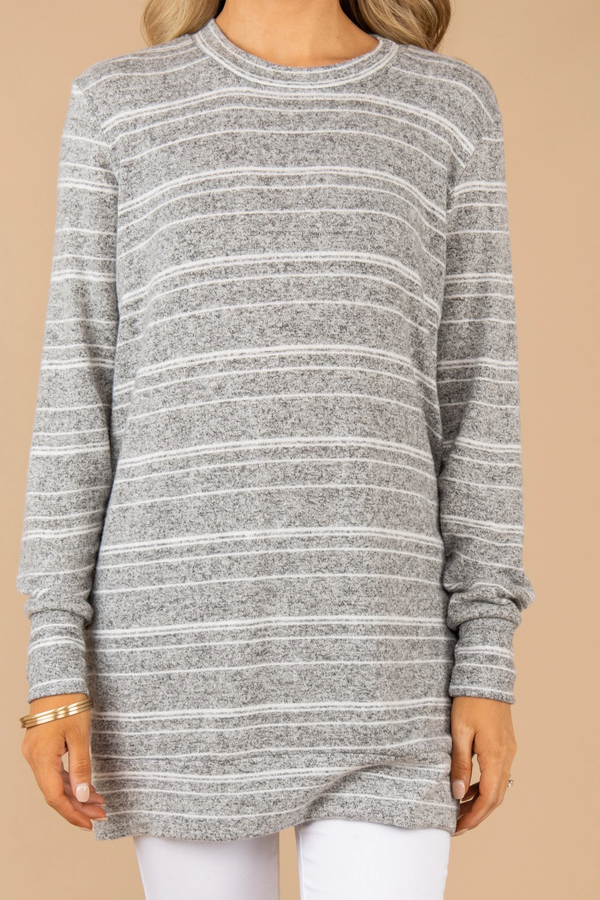 Reason For Happiness Heather Gray Striped Tunic
