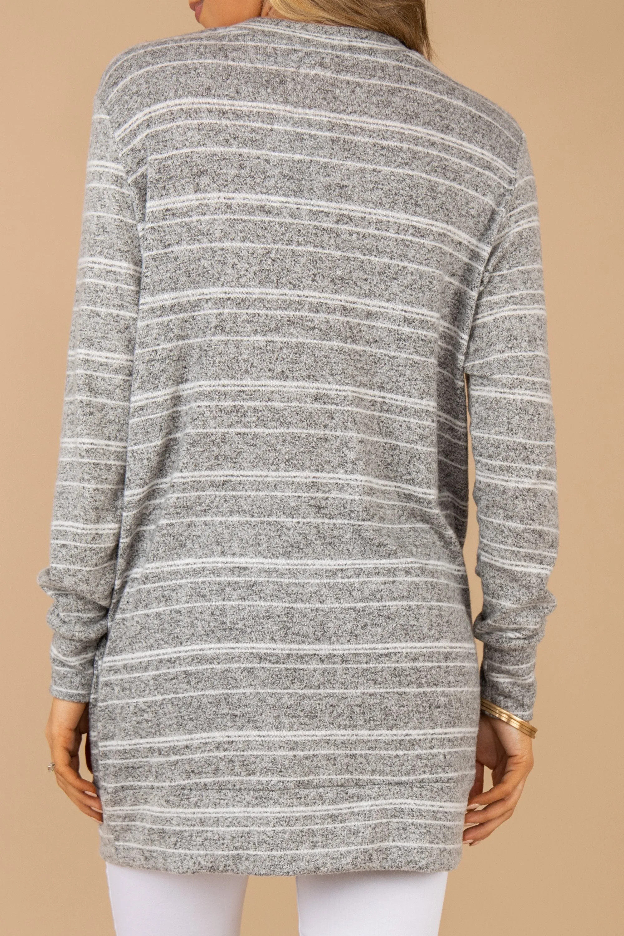 Reason For Happiness Heather Gray Striped Tunic