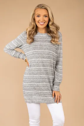 Reason For Happiness Heather Gray Striped Tunic