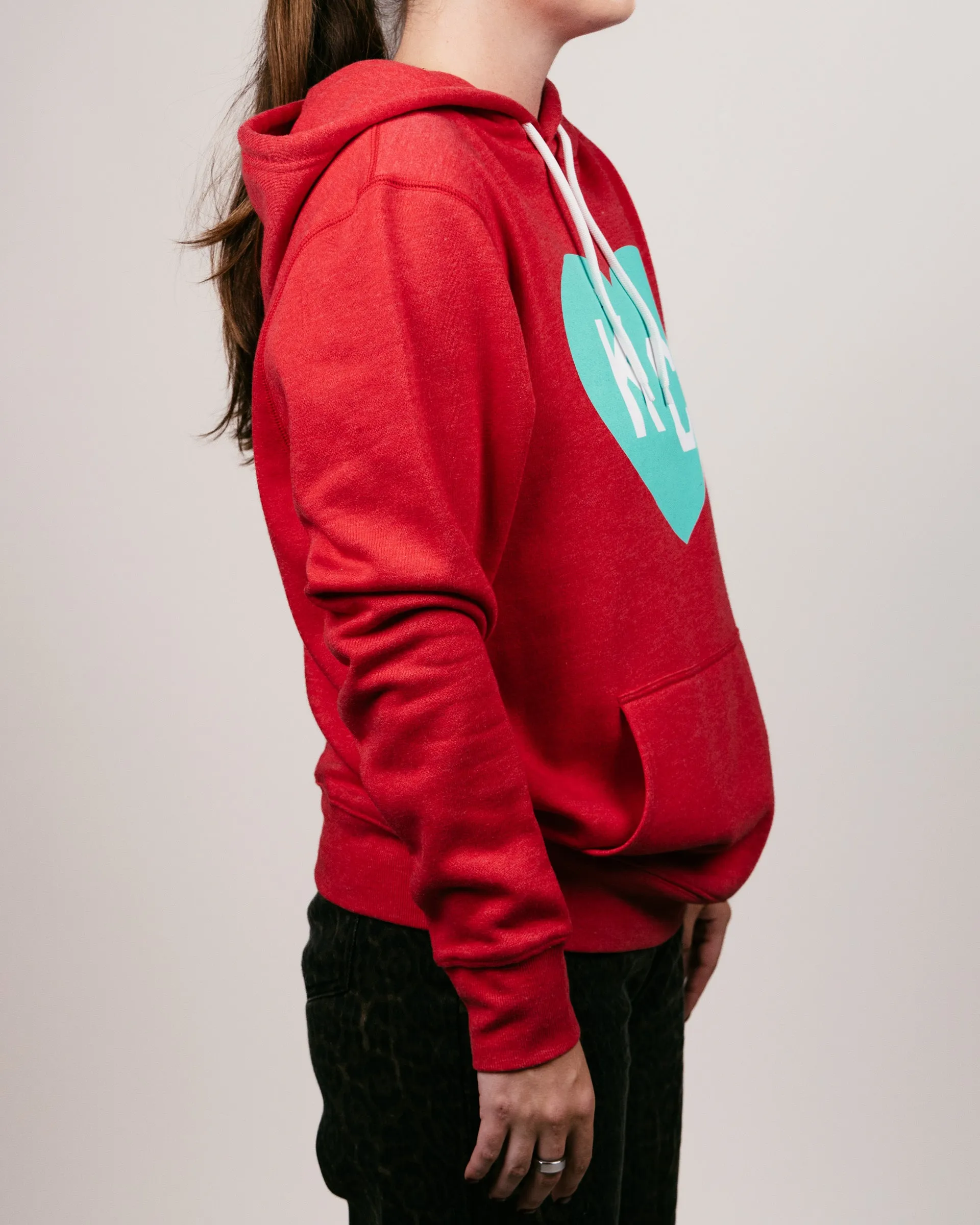 Red & Teal KC Heart Vintage Hoodie