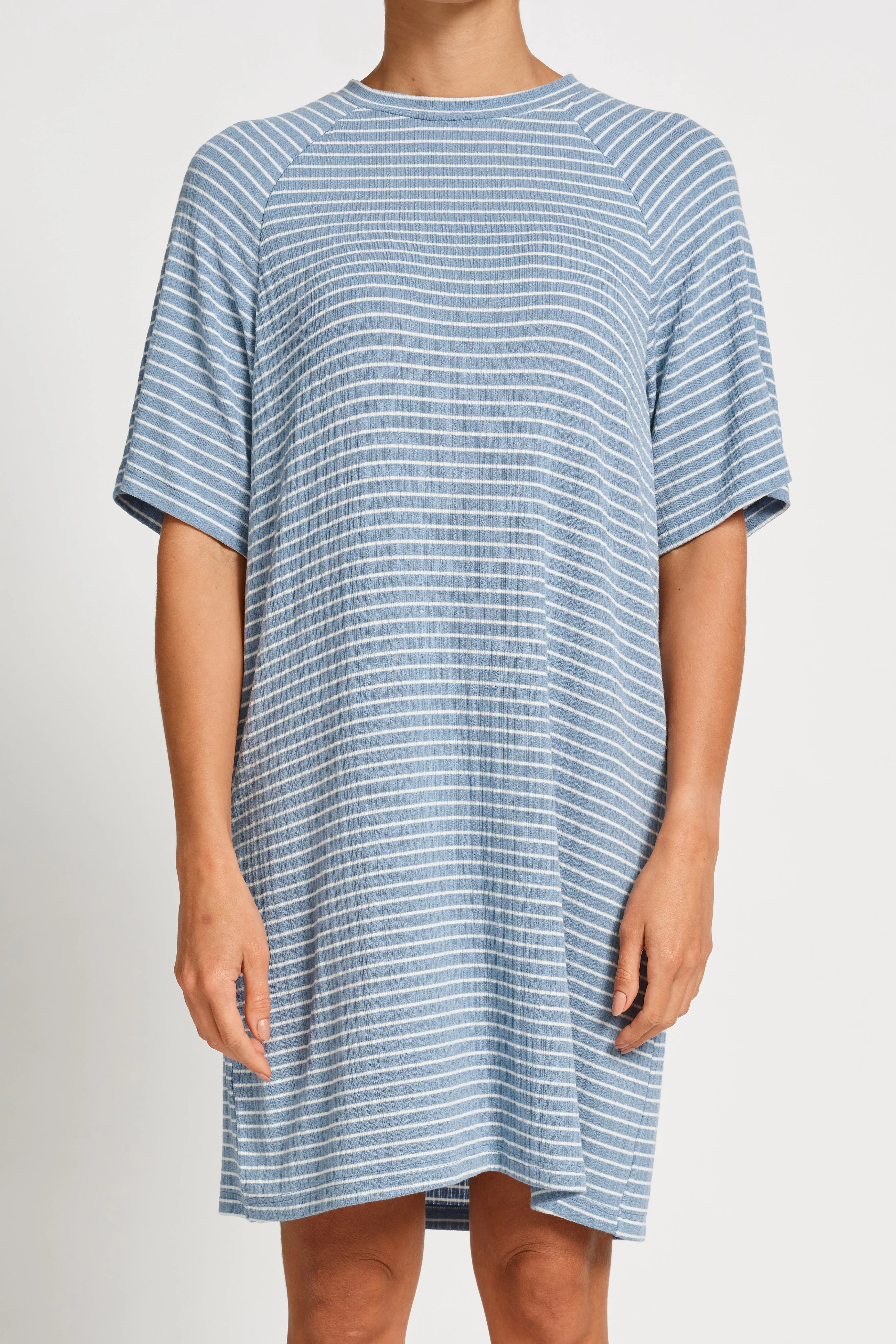 Rylee Stripe Box-Cut Tee Dress - Blue / White