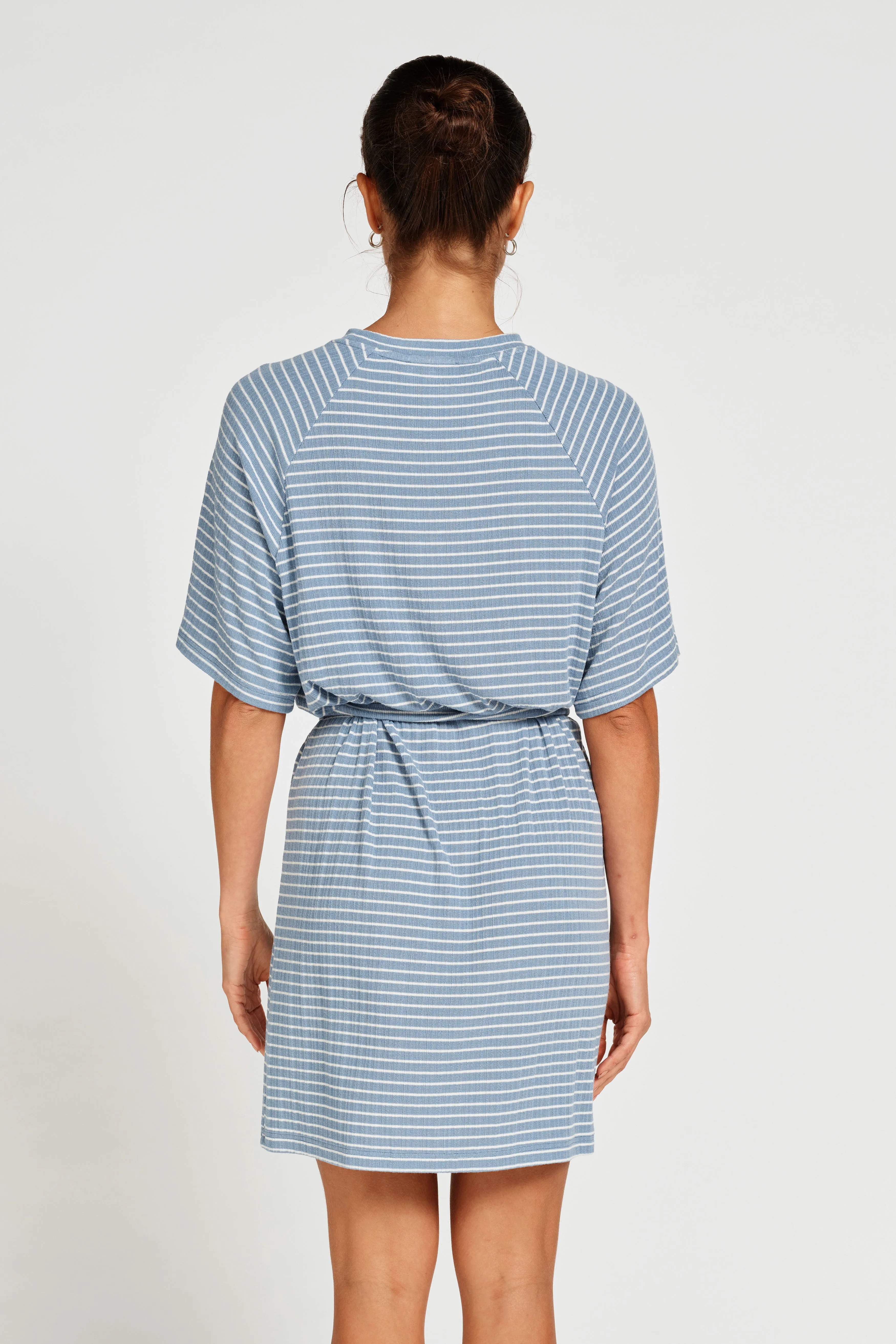 Rylee Stripe Box-Cut Tee Dress - Blue / White