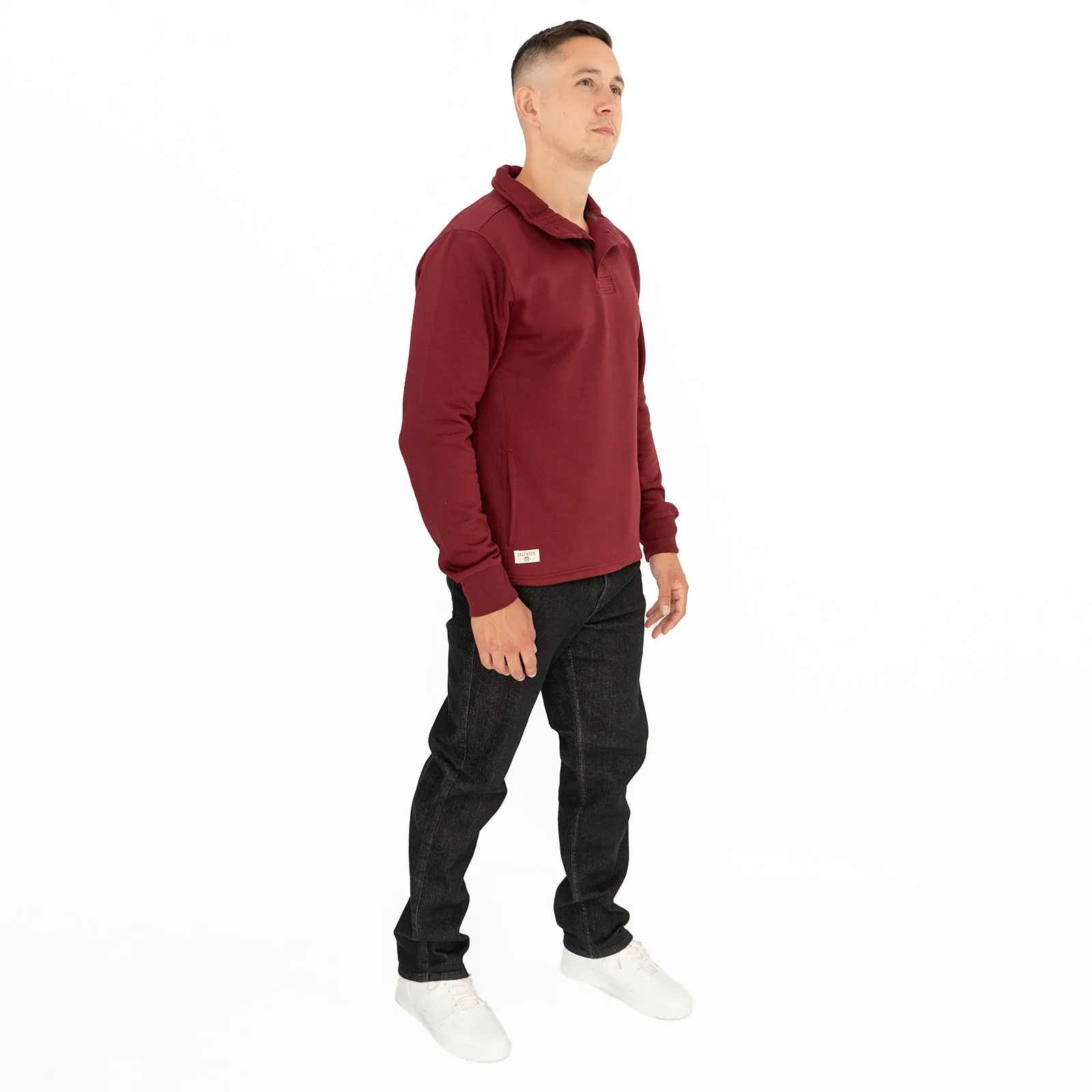 Saltrock Men Dark Red Sweater Funnel Neck Long Sleeve Sweatshirt