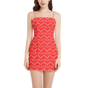 Scarlet Hearts Sleeveless Square Neckline Spaghetti Strap Mini Dress