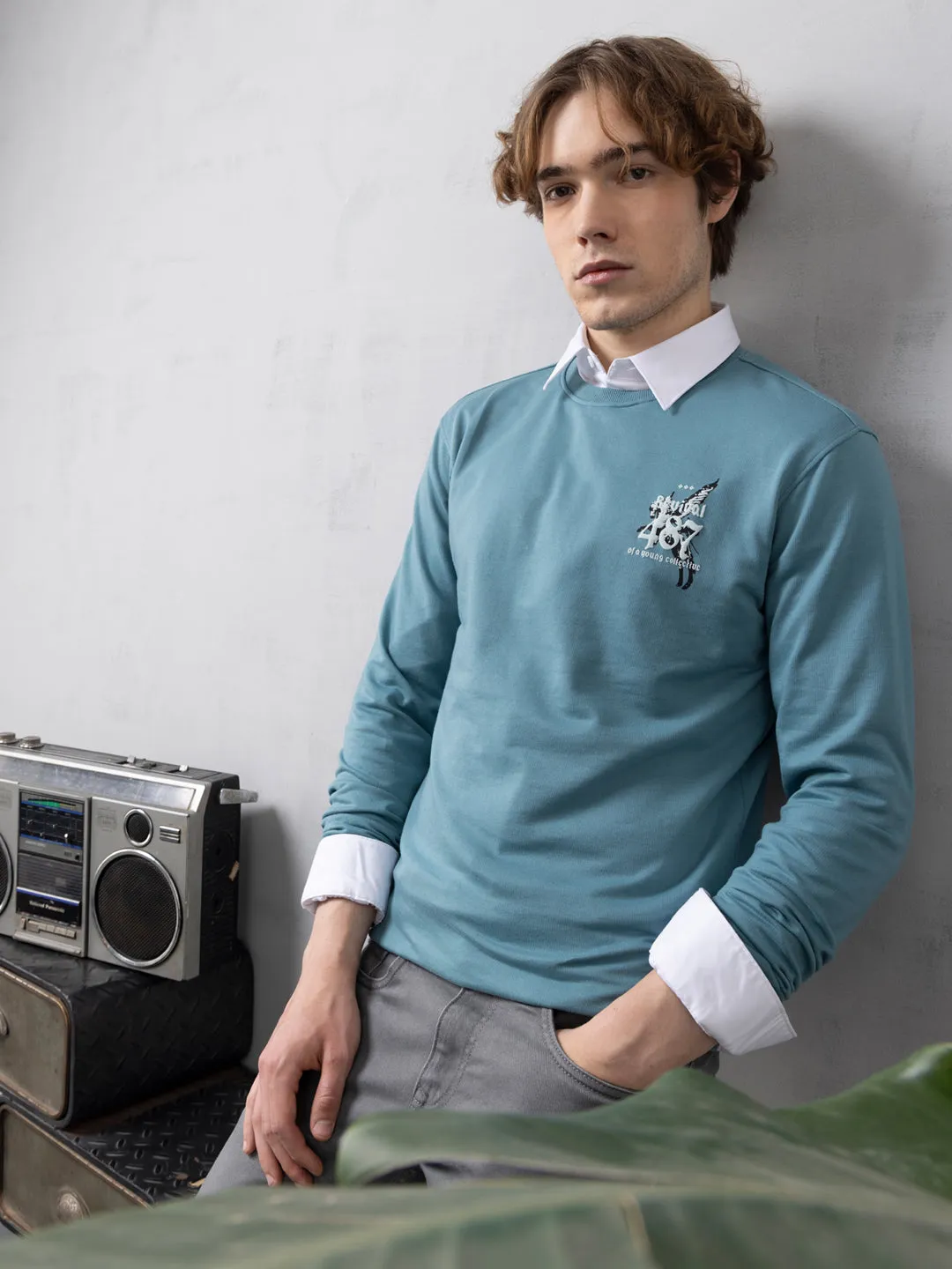 Sea Green Back Print Sweatshirt