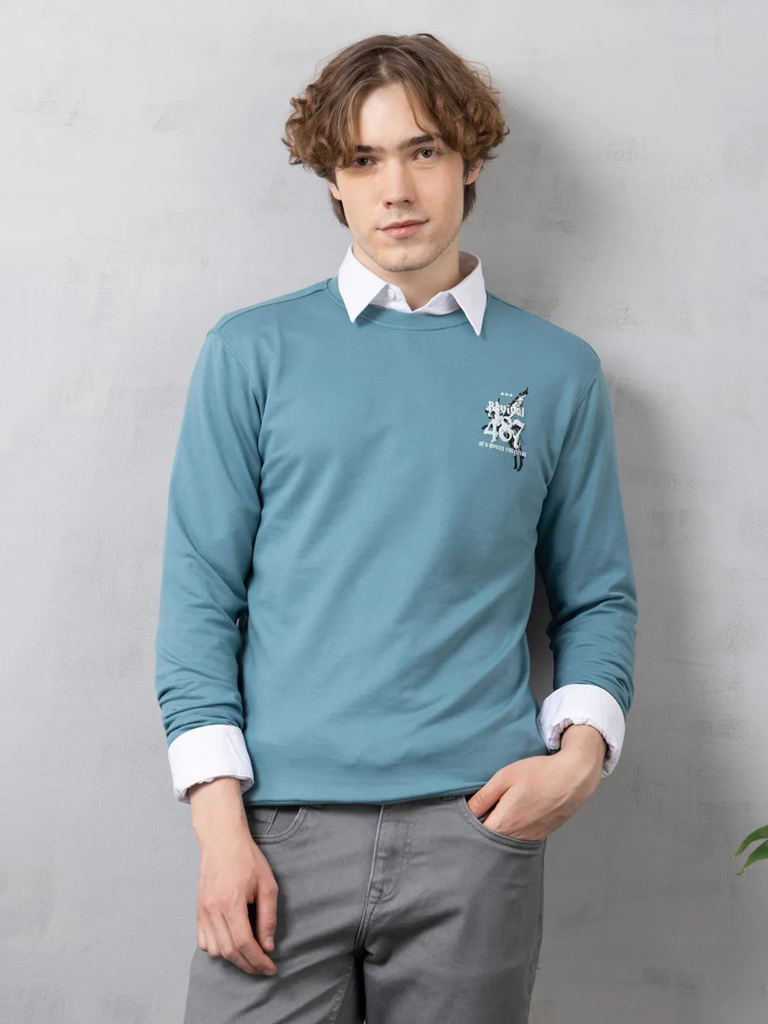 Sea Green Back Print Sweatshirt