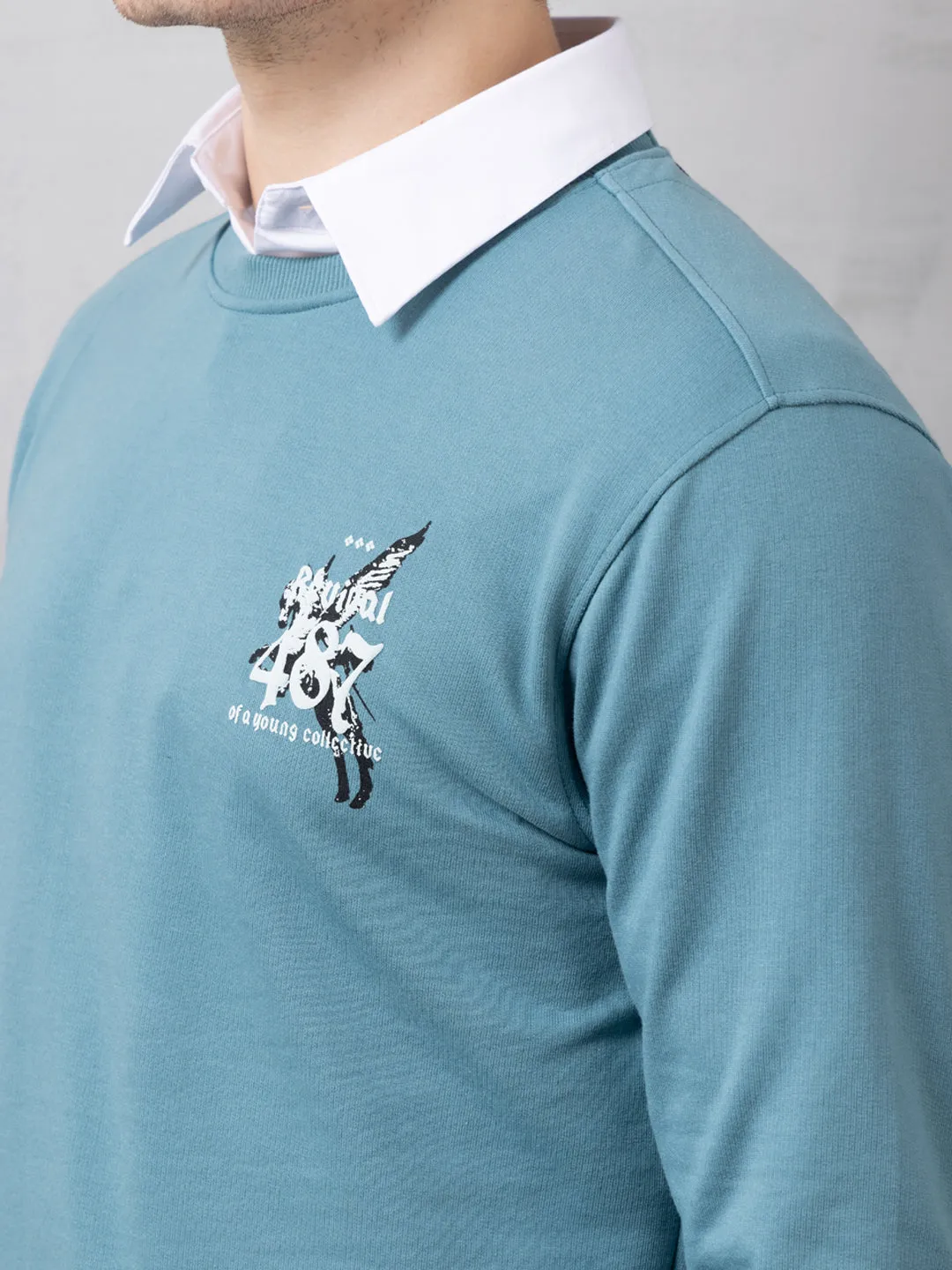 Sea Green Back Print Sweatshirt