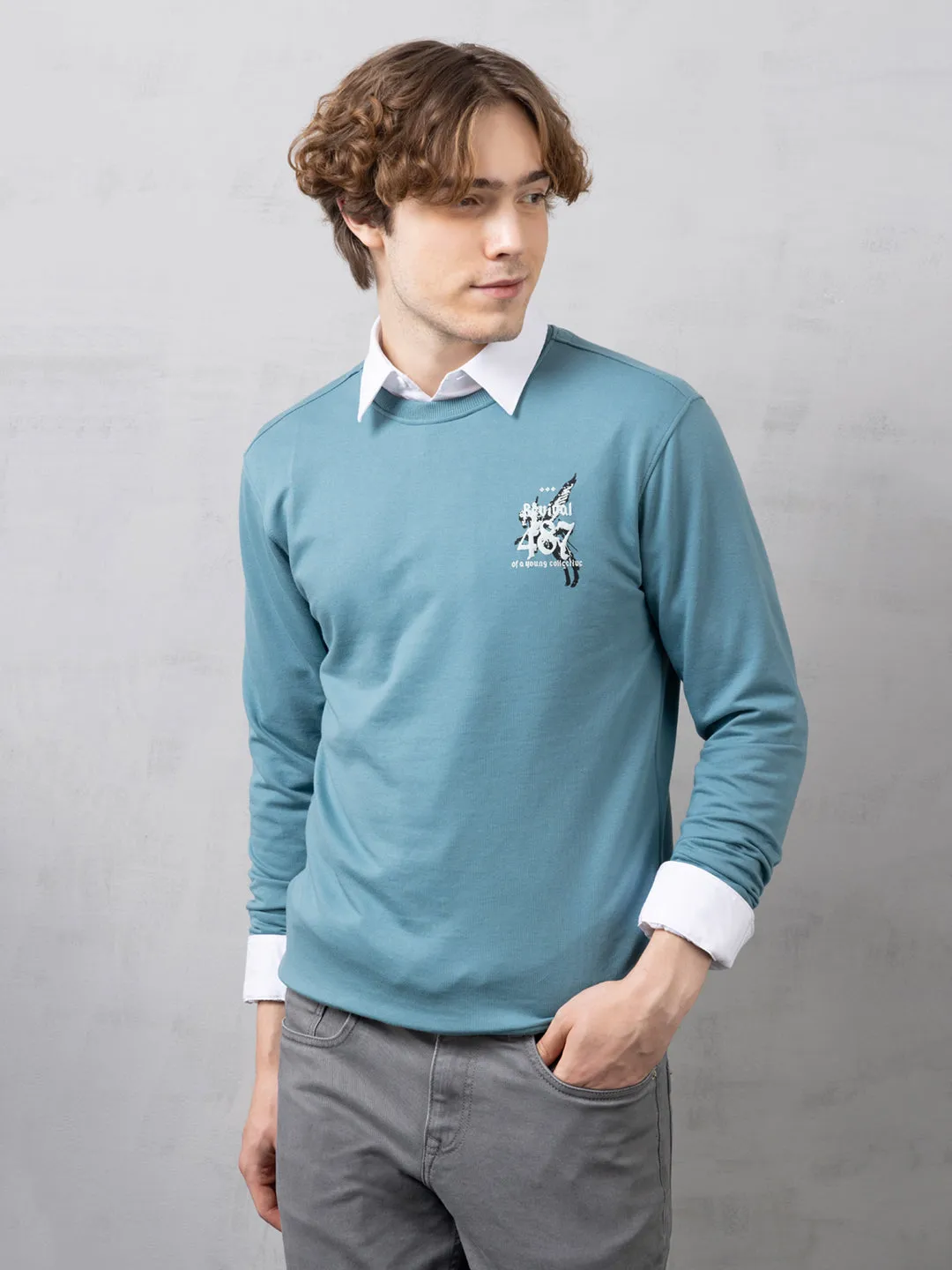 Sea Green Back Print Sweatshirt