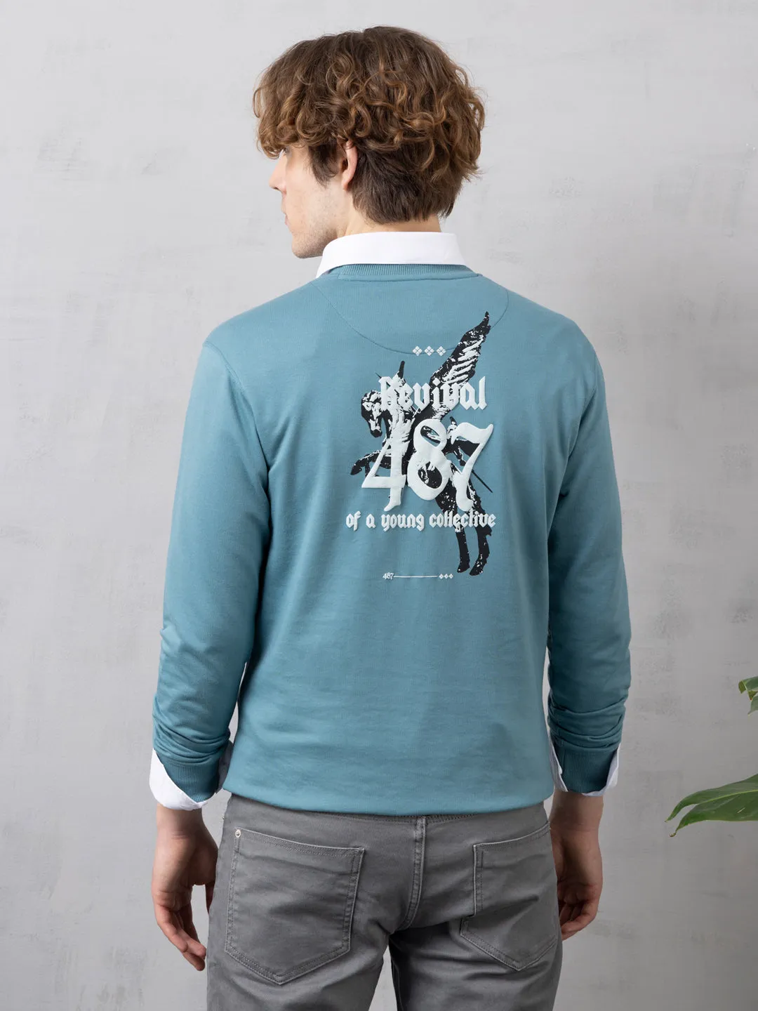 Sea Green Back Print Sweatshirt