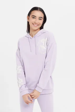 Senior Girls Lilac Oversize Hooded Sweatshirt