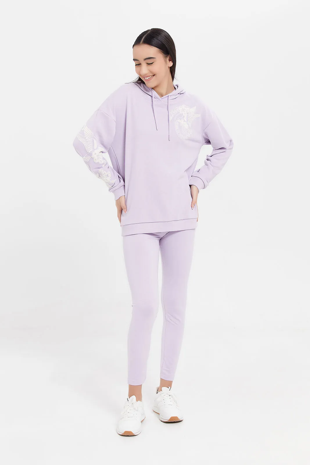 Senior Girls Lilac Oversize Hooded Sweatshirt