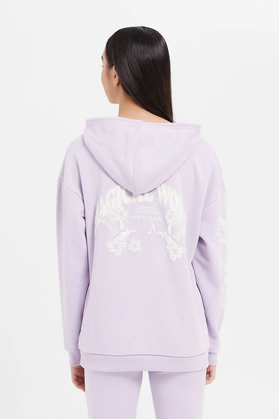 Senior Girls Lilac Oversize Hooded Sweatshirt
