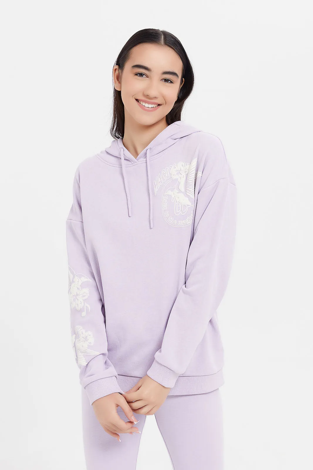 Senior Girls Lilac Oversize Hooded Sweatshirt