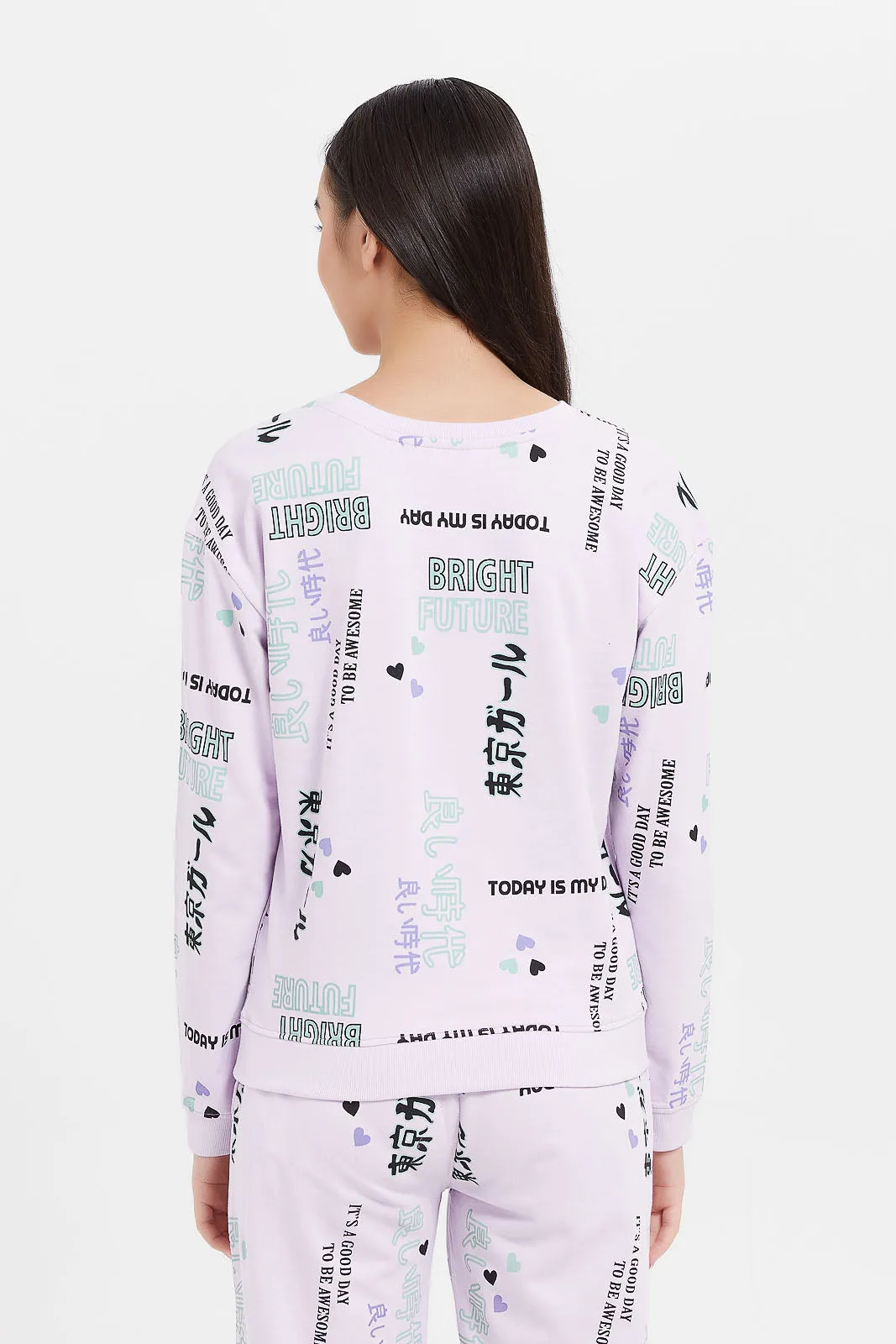 Senior Girls Lilac Printed Sweatshirt