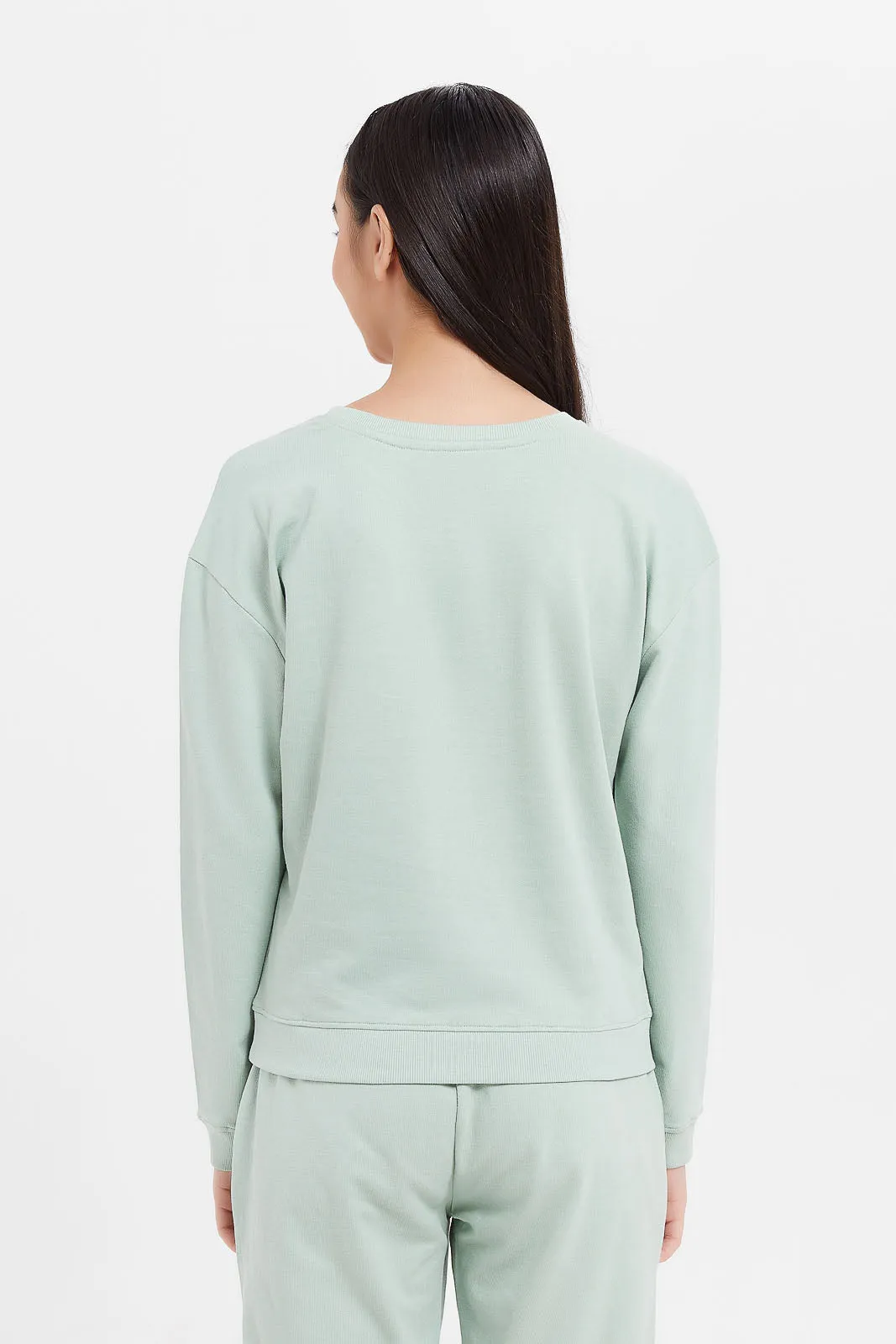 Senior Girls Mint Printed Sweatshirt