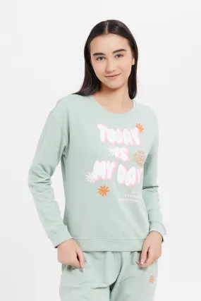 Senior Girls Mint Printed Sweatshirt