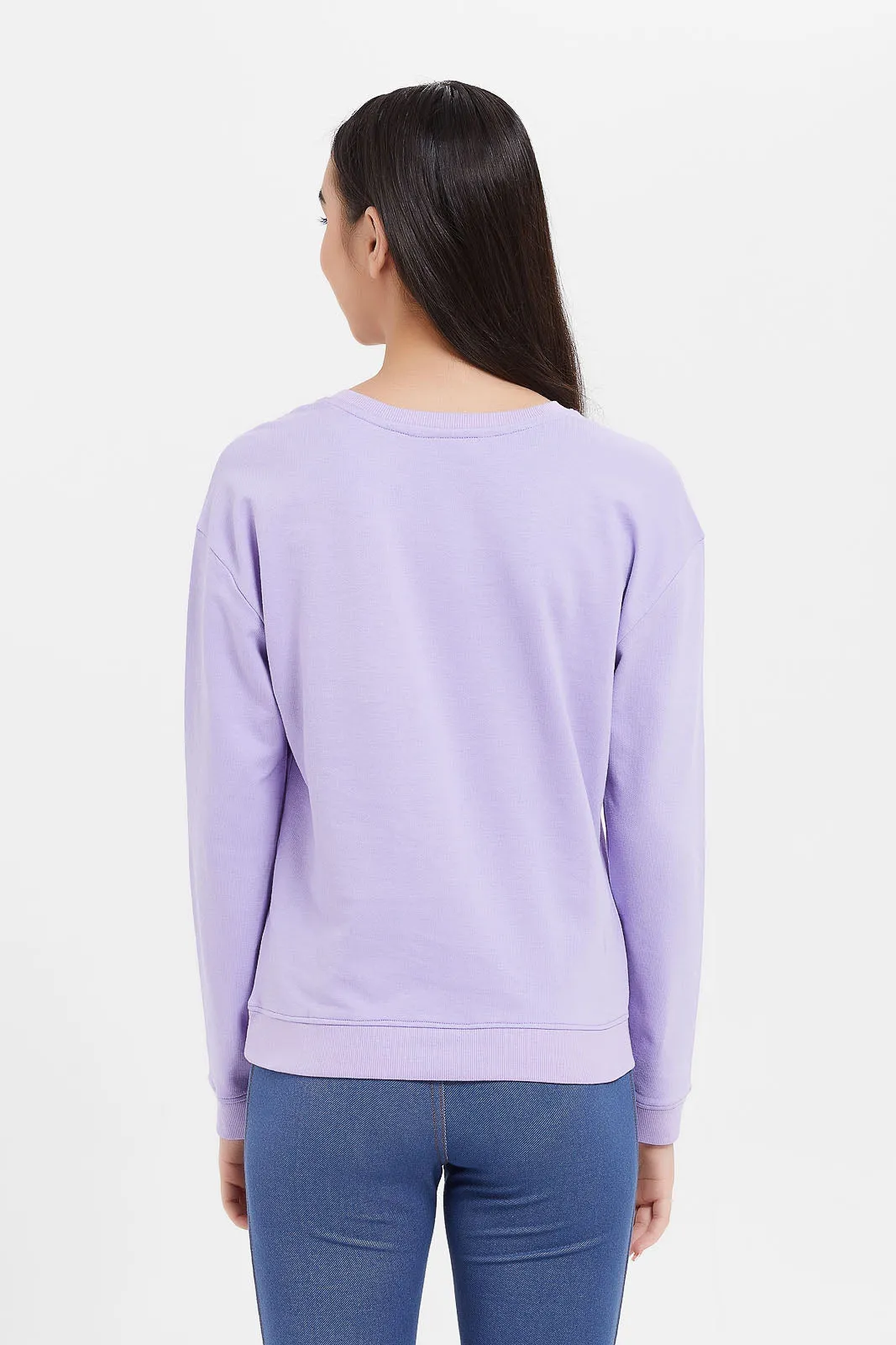 Senior Girls Purple Printed Sweatshirt