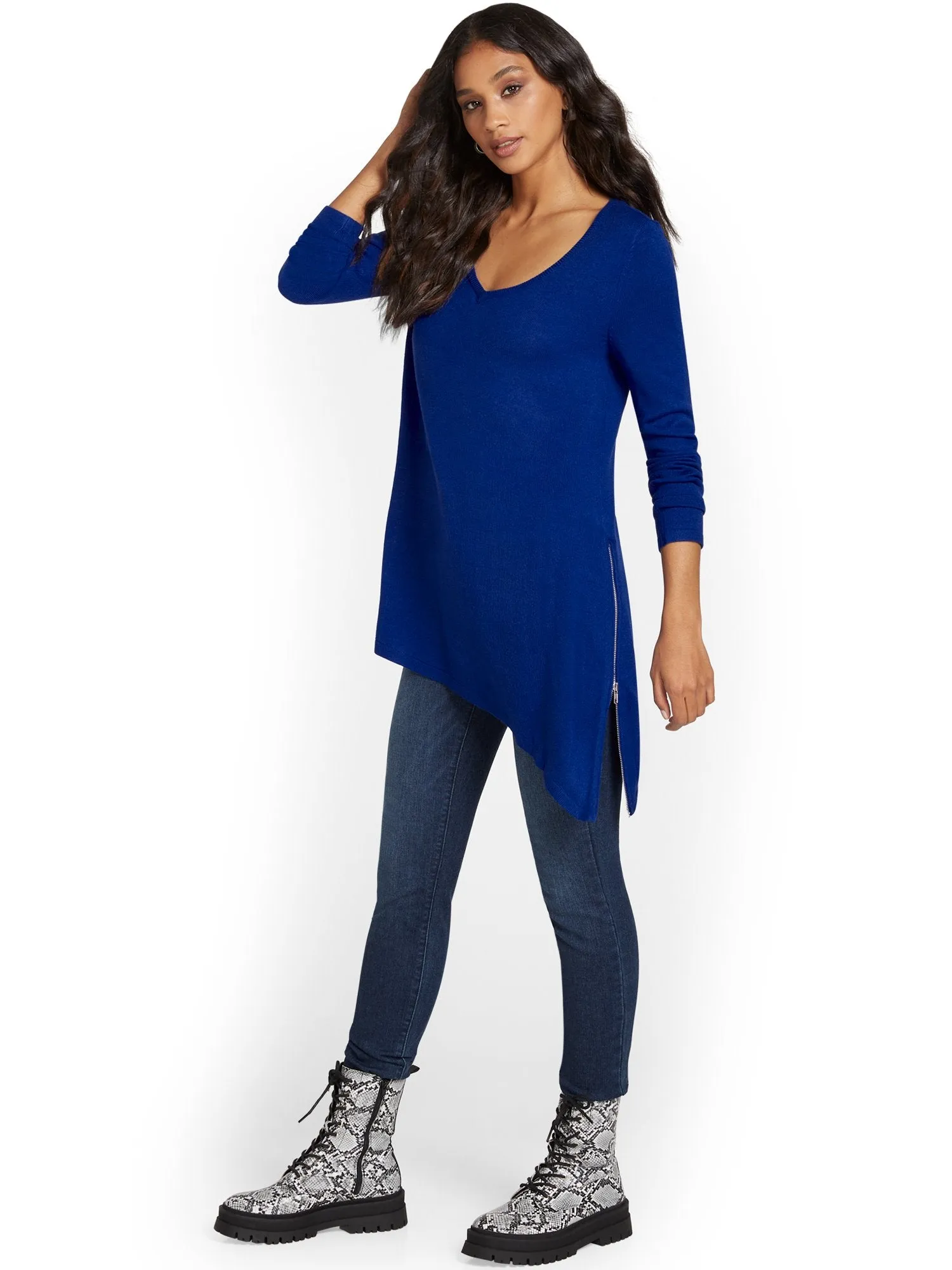 Side-Zip Tunic Sweater
