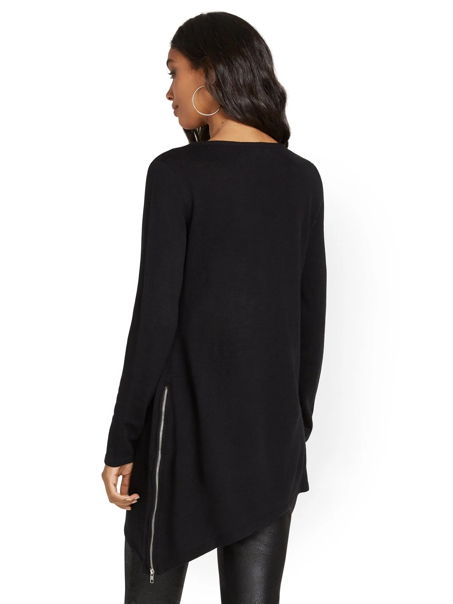 Side-Zip Tunic Sweater