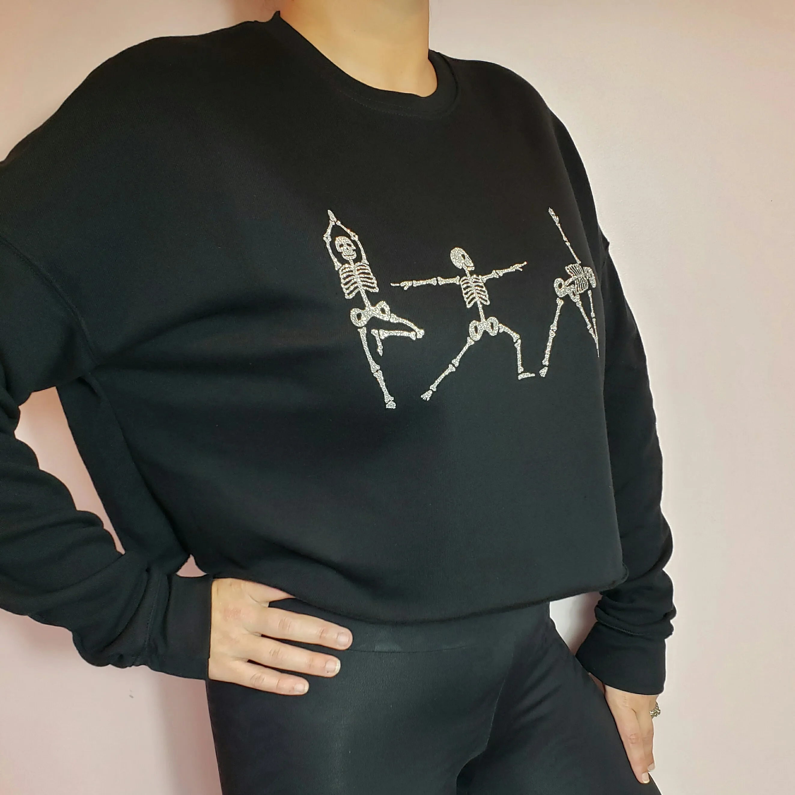 Skeleton Yoga Cropped Sweatshirt