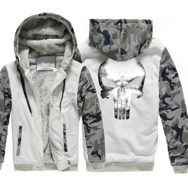 Skull wool hoodies jacket sweatshirt